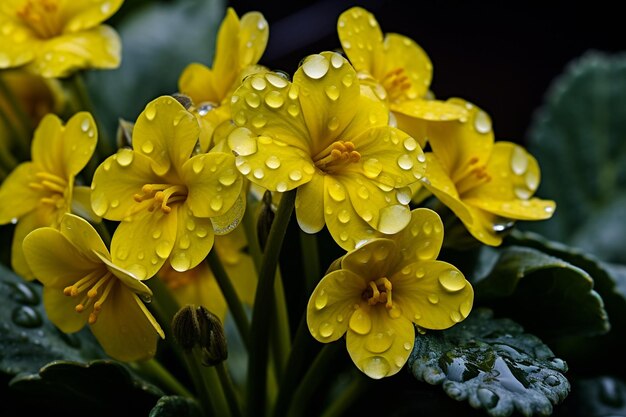 Photo close up of wild cowslip blooms