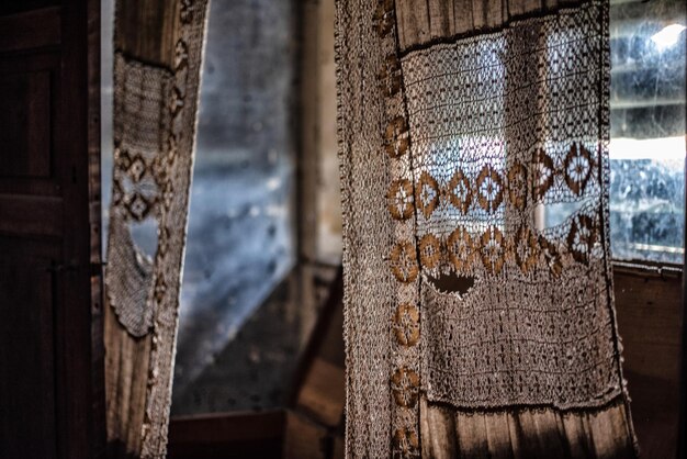 Close-up of window in old building