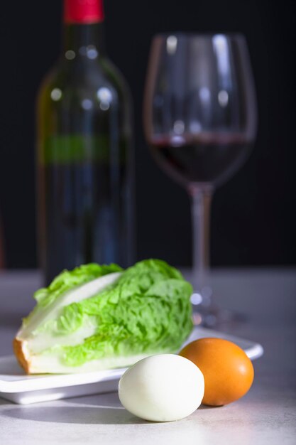 Close-up of wine and bottles on table