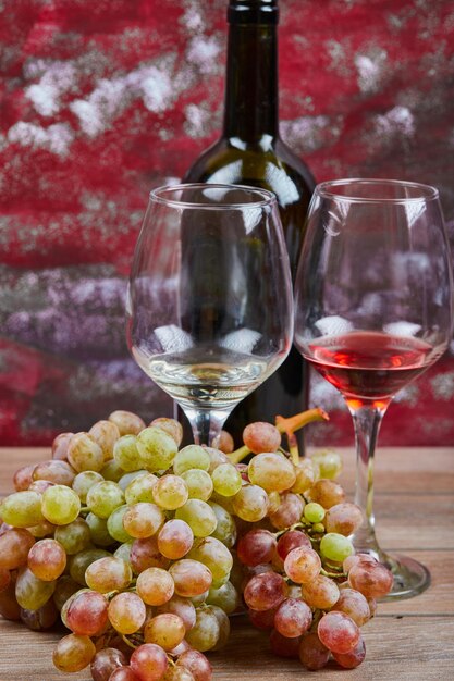 Close-up of wine and bottles on table