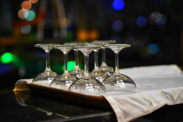 close-up of wine glass on table