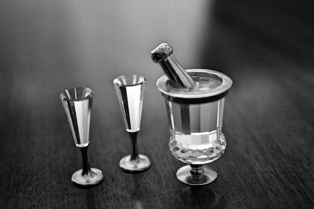 Photo close-up of wine in glass on table