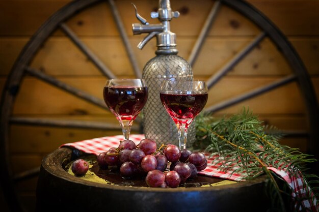 Close-up of wine in glass on table