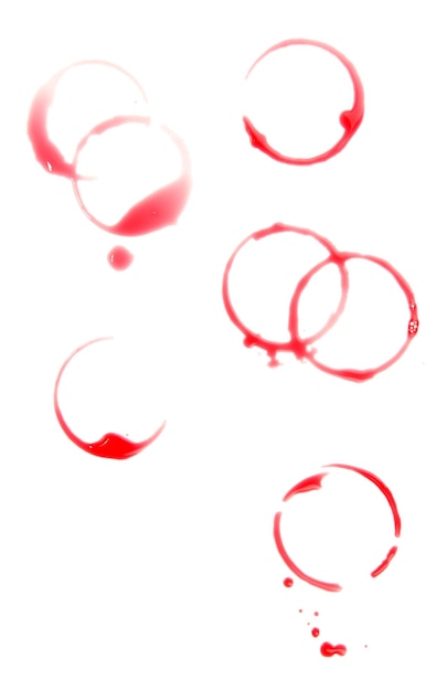 Close up of wine stain on white background with clipping path