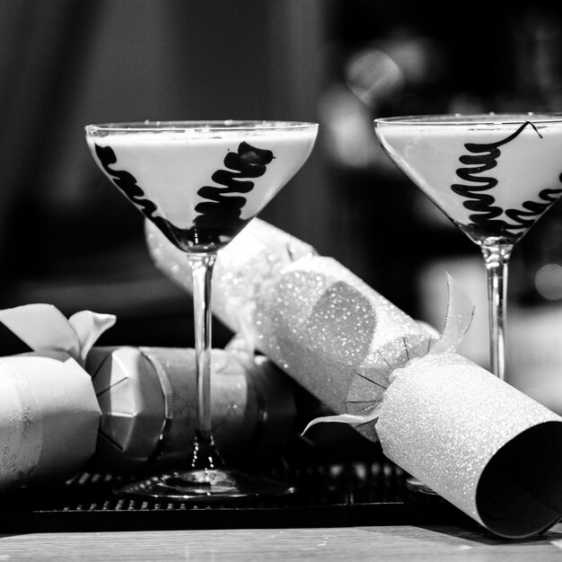 Close-up of wineglass on table