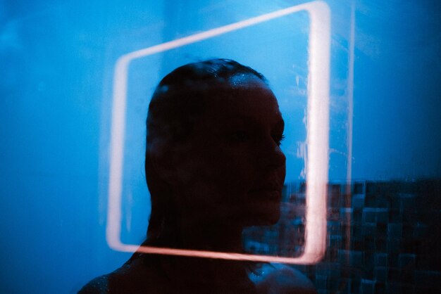 Close-up of woman in bathroom