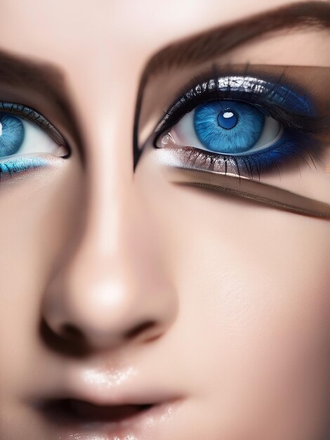 Close up of a woman blue eye staring into the camera