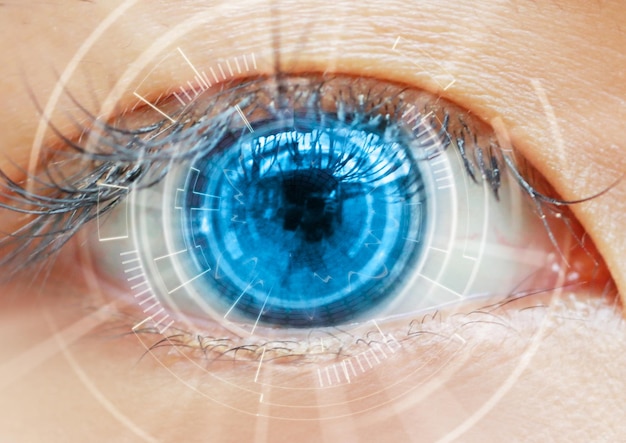 Photo close-up of woman blue eye