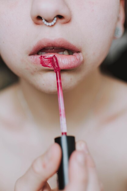 Close-up of a woman drinking glass