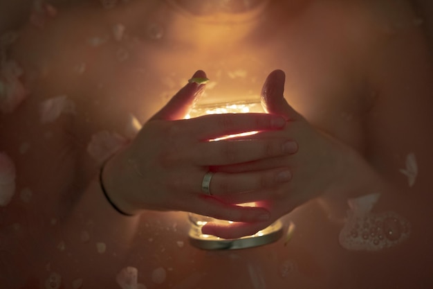 Photo close-up of woman hand