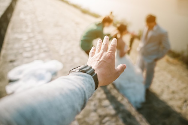 Foto close-up della mano della donna