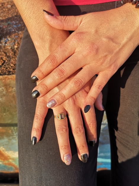 close-up of woman hand