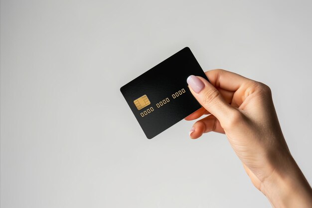 Close up of a woman holding a banking credit card