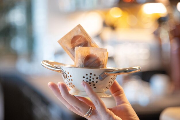 Close-up of woman holding ice cream