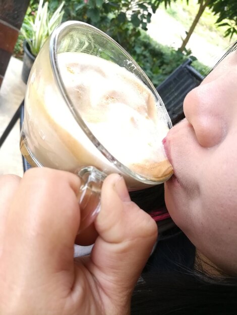 Close-up of woman holding ice cream