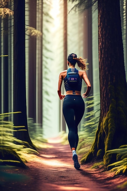 Close up on woman legs walk in the forest Active and fit