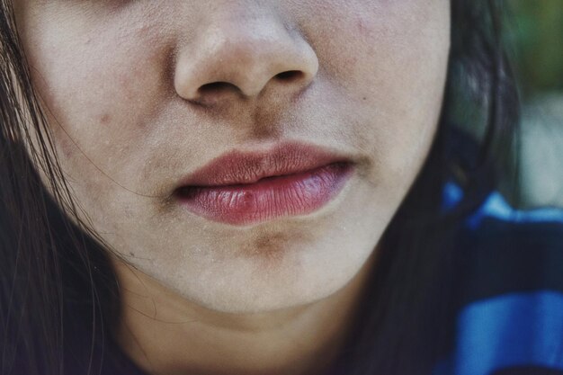 Foto close-up delle labbra di una donna