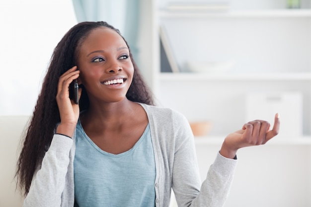 Close up of woman on the phone