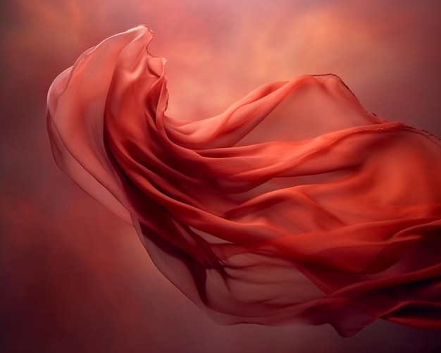 A close up of a woman in a red dress flying through the air AI Generative