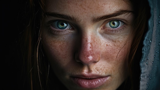 a close up of a woman's face