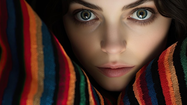 a close up of a woman's face