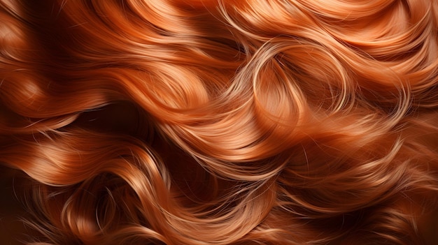 a close up of a woman's hair with red hair Generative AI