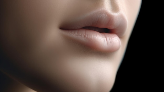 Photo a close up of a woman's lips with the word lip on it