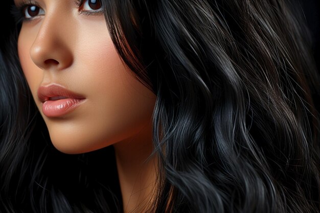 close up of woman's shiny luxury beautiful healthy hairbackground