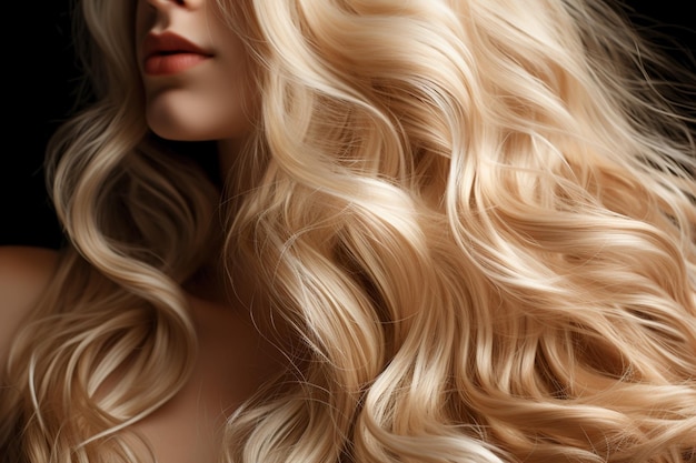 close up of woman's shiny luxury beautiful healthy hairbackground