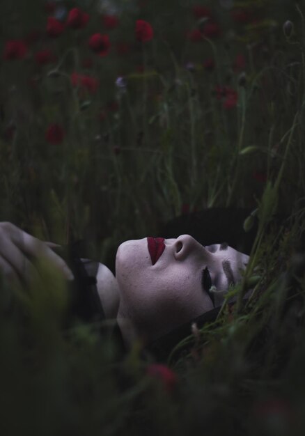 Photo close-up of woman sleeping