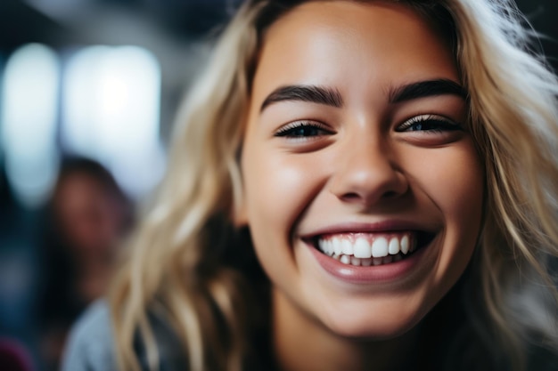 Photo a close up of a woman smiling