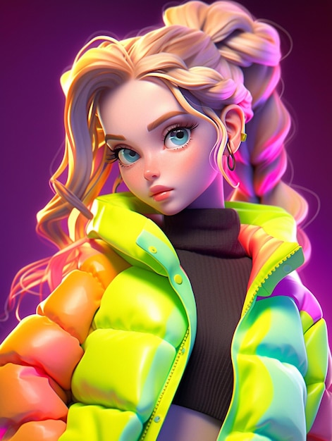 A close up of a woman wearing a colorful jacket and a black top generative ai