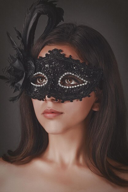 Photo close-up of woman wearing eye mask