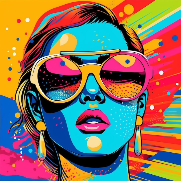 a close up of a woman wearing sunglasses with a bright background generative ai