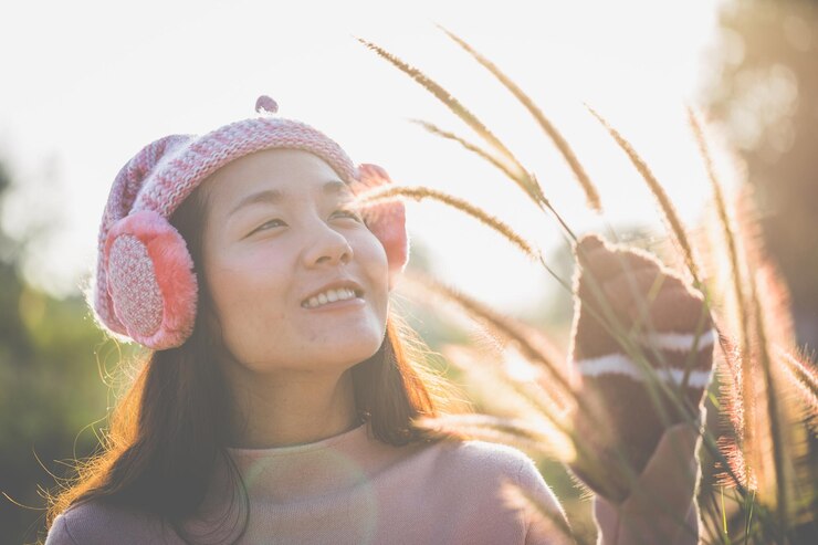 Photo 冬の間の女性のクローズアップ