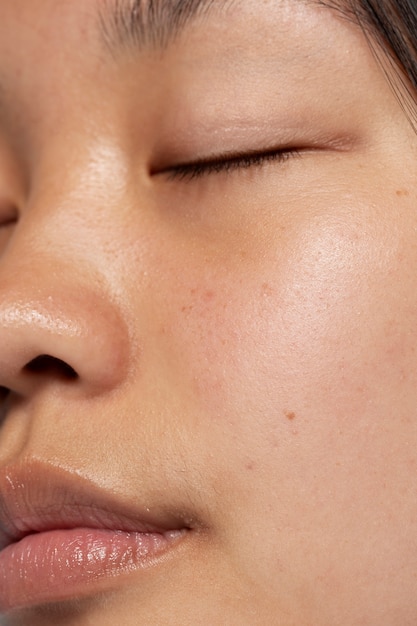 Photo close up woman with beautiful skin