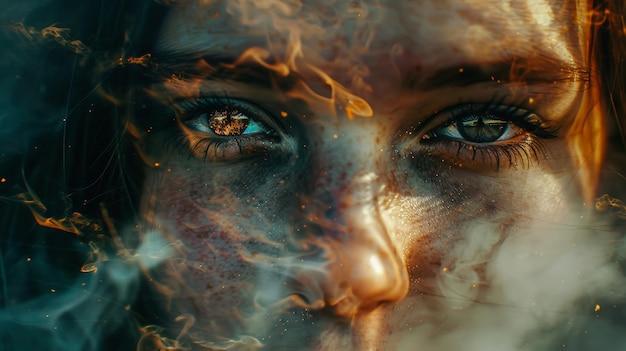 Close Up of Woman With Blue Eyes