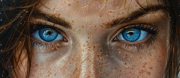 Close Up of Woman With Blue Eyes