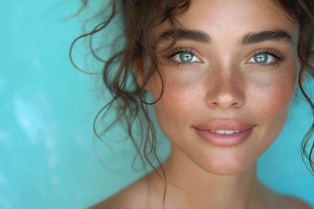 Close Up of a Woman With Blue Eyes