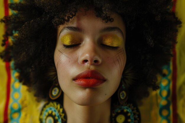 Photo close up of a woman with bright makeup suitable for beauty and fashion concepts