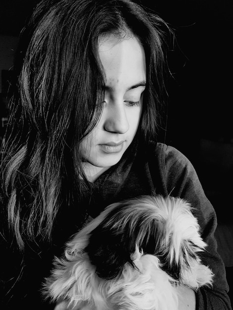 Photo close-up of woman with dog