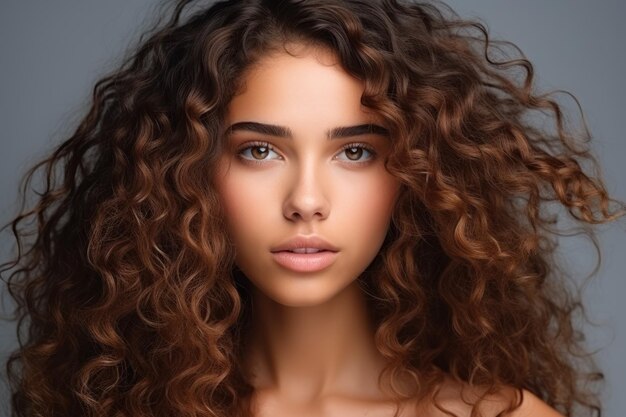 close up Woman with dry frizzy and thirsty natural curly hair