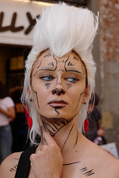 Close-up of woman with face paint