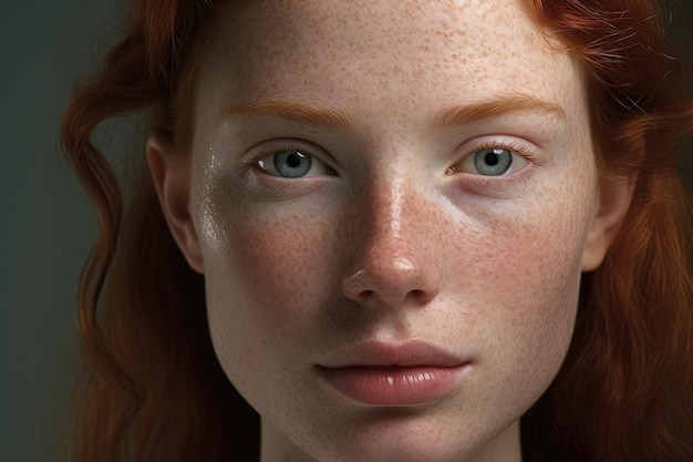 a close up of a woman with frecklesrosacea couperose redness skin