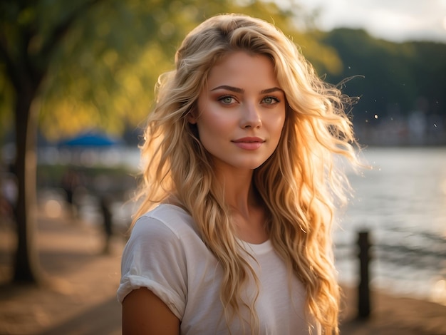 a close up of a woman with long hair