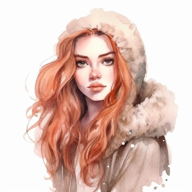 a close up of a woman with long red hair wearing a hoodie generative ai