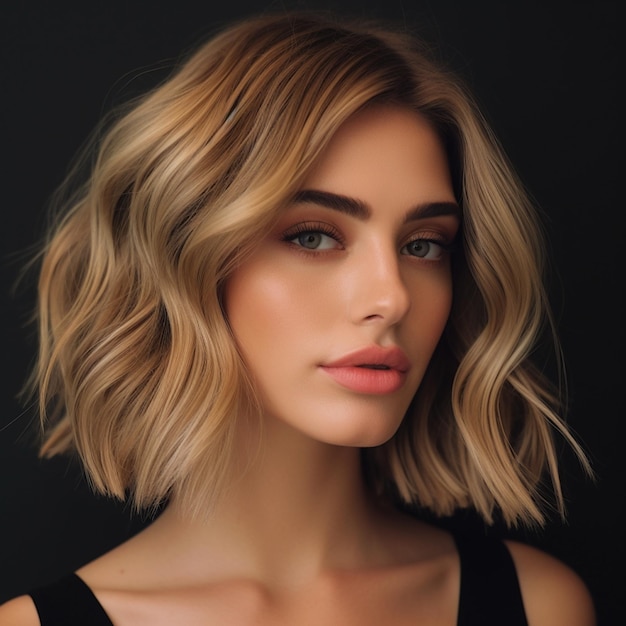 a close up of a woman with a short blond haircut generative ai