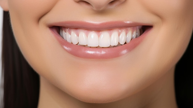 close up of woman with smile and teeth on blue background dental clinic concept