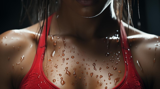 Photo close up of a woman with water drop