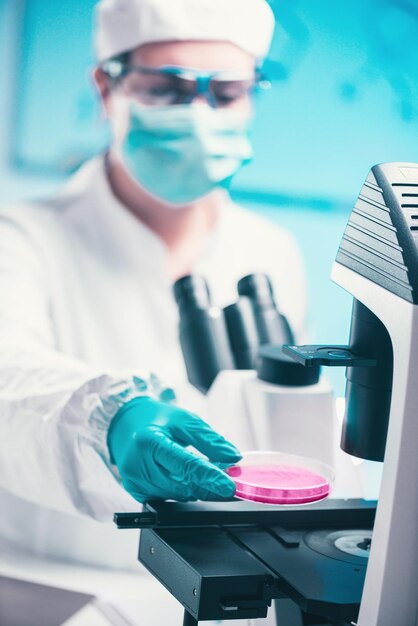 Close-up of woman working in laboratory